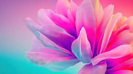 Fototapeta premium Close-up of a pink flower against a blurry background of blue and pink hues