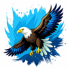 Fototapeta premium american bald eagle with flag