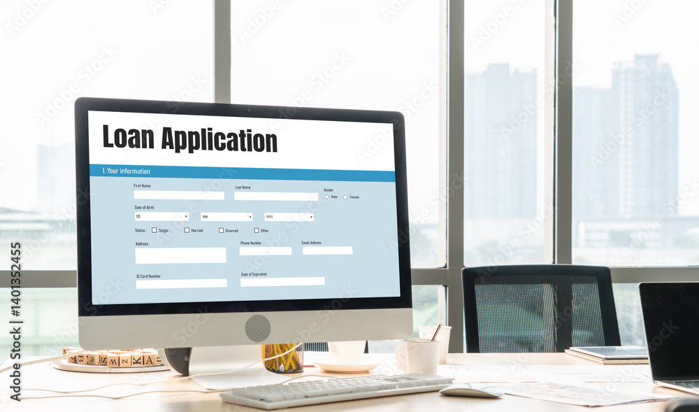 Poster online loan application form for modish digital information collection on the internet network