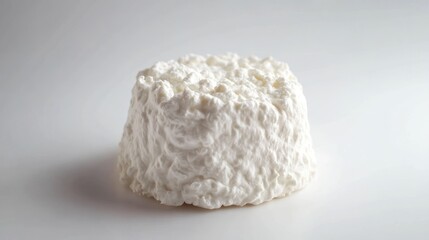 A fresh, clean serving of cottage cheese isolated on a white background, emphasizing simplicity and purity.