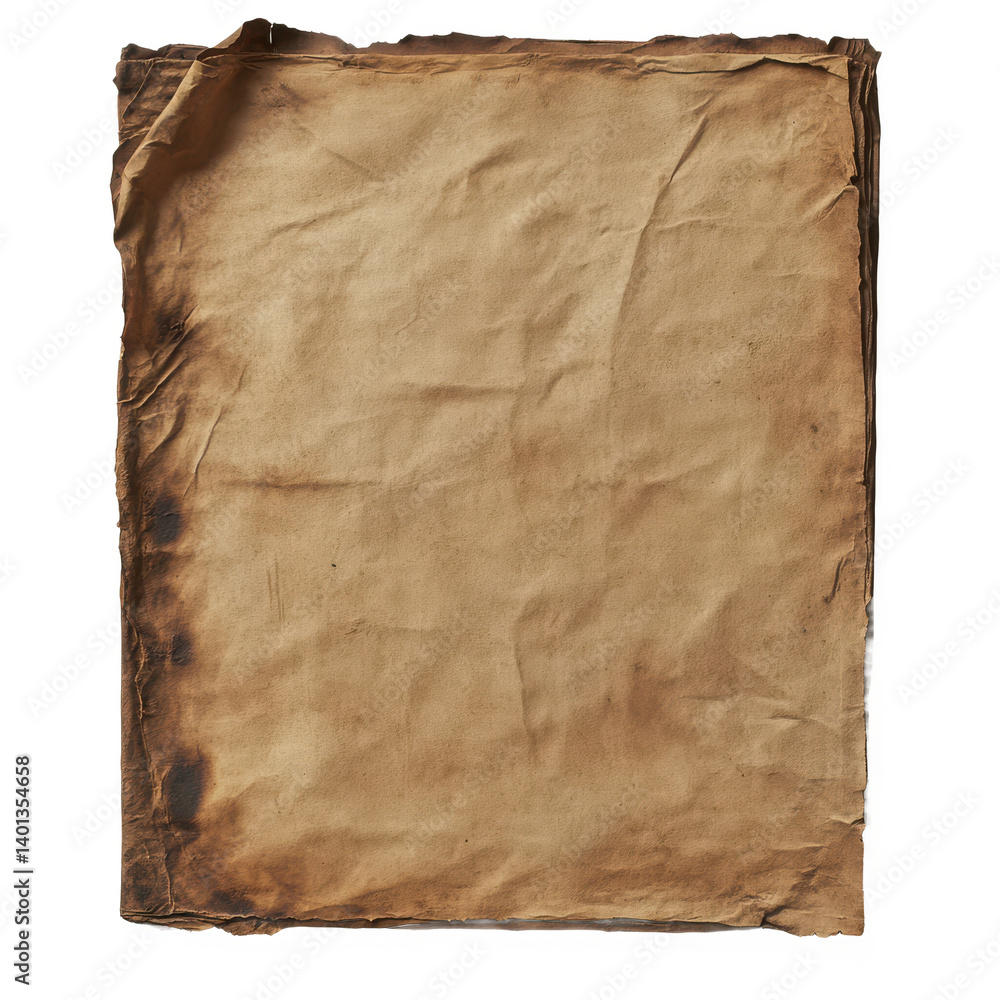 Poster aged paper texture graphic element on transparent background