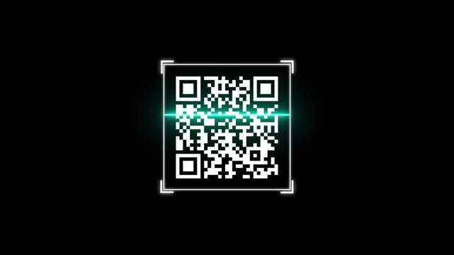 QR code for payment. Scan qr code icon with laser. Isolated on black background. Barcode scanner, QR code Futuristic barcode quick code scanning Bar. - Powered by Adobe