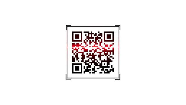 scan QR code barcode animation QR code scanner animated .Holographic QR Code Reveal With Elegant Sci-fi white Background, Using Bar Code Reader