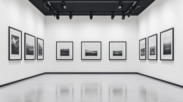 White gallery interior display art prints