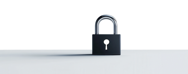 Isolated Black Padlock on transparent Background Cybersecurity and Digital Protection