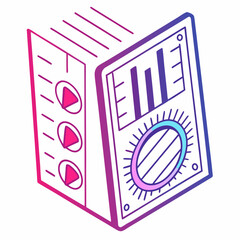 Neon-themed volume icon with gradient colors and sharp details