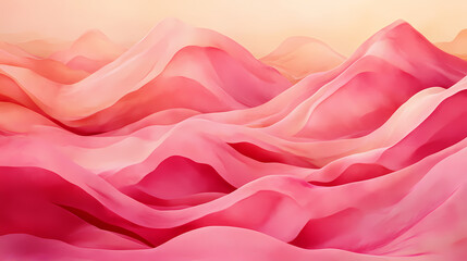 Mountain and desert mirage: inspired from mountains and desert abstract nature of the artwork with pink waves. Mirage Silk. Illustration