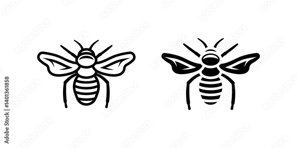 Poster bee icon set. for mobile concept and web design on white background