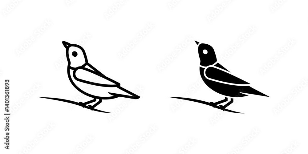 Poster bird icon set. for mobile concept and web design on white background