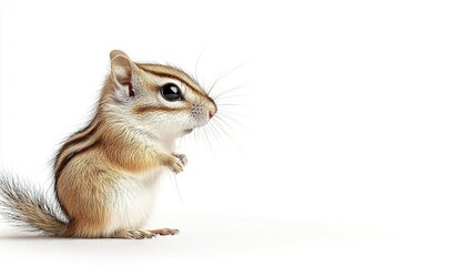   Close-up of small rodent on white background with blurred backside