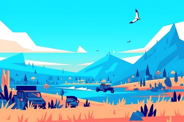 Mountain Lake Adventure Scene