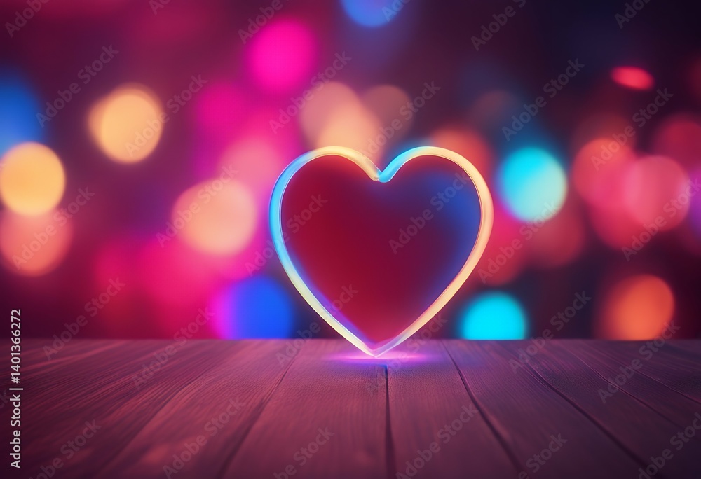 Poster it table background st soft neon vibrant shaped backdrop board empty valentines heart bokeh design c