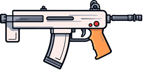 Naklejka premium Submachine Gun with Ammo Reload Submachine Gun with Tactical Scope PNG