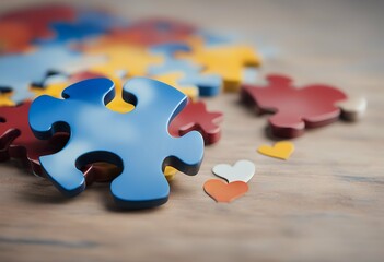 national month autism illustration awareness jigsaw heart puzzle banner help april disease card down health logotype care education campaign week day event international condition charity disorder