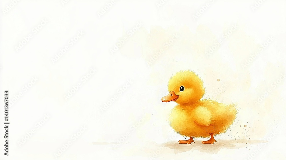 Poster   Yellow duckling on white background with text/image space