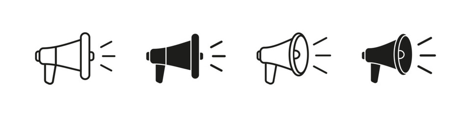 Megaphone icon. Loudspeaker vector set. Bullhorn sign. Isolated loudspeaker signs. Advertising message. Marketing announcement sale. Megaphone vector sign set.