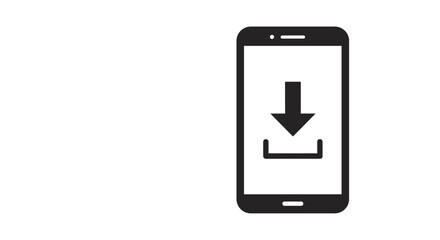 Smartphone with download arrow on white background