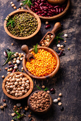Beans, lentils, soybean, pea and chickpea