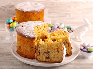 Easter panettone cake sliced
