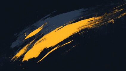 Dark background with dynamic brushstrokes of yellow and gray paint