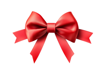 Red ribbon with a bow and a gold border on Png Format and Transparent Background