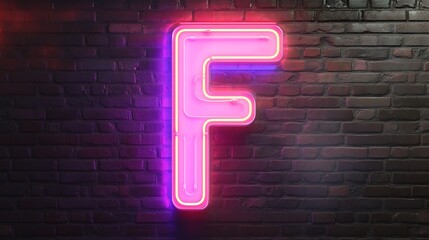 Neon font letter F . 3D rendering. Neon alphabet.