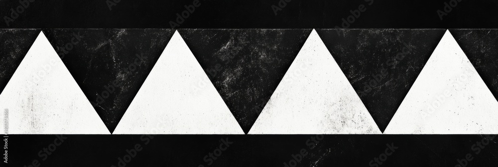 Poster Geometric triangle pattern in black and white with minimalist design showcasing repetition and clean lines
