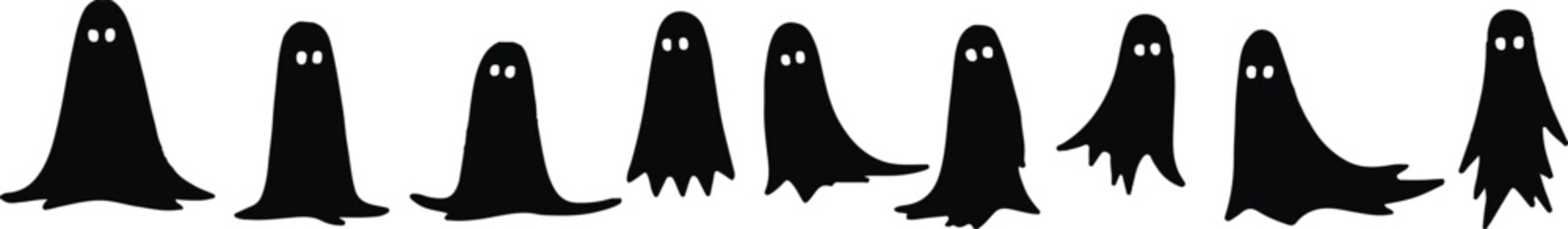 Halloween Ghost Silhouettes Set - Spooky Horror Vector Pack for Scary Designs, ghost silhouettes © Abdul