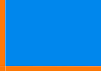 Blue background color, orange margins, empty and horizontal design.