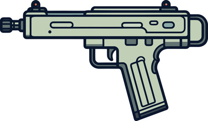 Submachine Gun with Suppressor and Recoil Digital Submachine Gun with Tactical Stock and Scope PNG