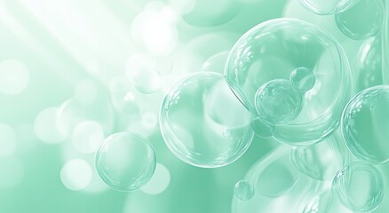 Delicate mint green bubbles creating an ethereal ambiance.