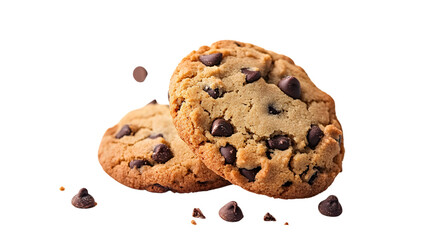 Delicious Chocolate Chip Cookies on White Background for Culinary Designs and Baking Concepts