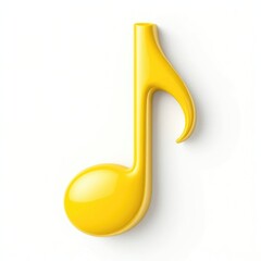 Isolated Yellow Music Note Rendering on White Background for Creative Projects