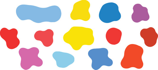 Irregular Blob Shapes Set - Abstract Organic Vector Elements in Two Rows, White Background