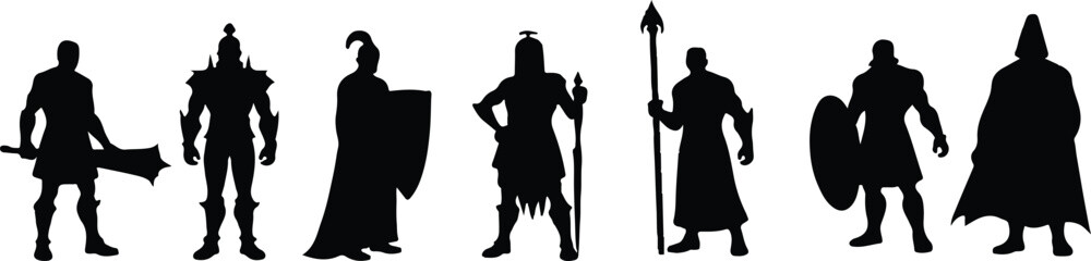 Roman Knight Silhouettes Set - Vector Warrior & Soldier Pack for Logos and Branding
