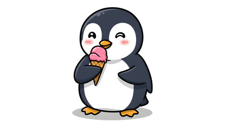 Obraz premium Adorable winter penguin cartoon vector illustration for cold weather themes and nursery decor