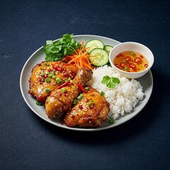 Fototapeta premium Vietnamese food Gà Nướng Muối Ớt – Salt and Chili Grilled Chicken