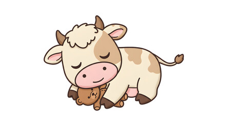 Funny Farm Animal Cartoon Vector – Cow and Pig Illustration in Isolated Style