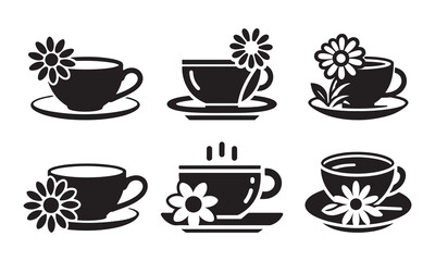 Floral Tea Icons bundle Silhouette