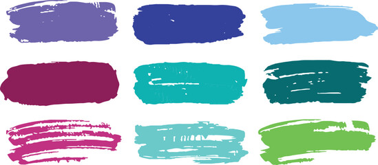 Colorful Watercolor Brush Strokes & Paint Blots Set - Hand Painted Textures, Artistic Splatters, Isolated Circles on White Background