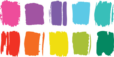 Colorful Watercolor Brush Strokes & Paint Blots Set - Hand Painted Textures, Artistic Splatters, Isolated Circles on White Background