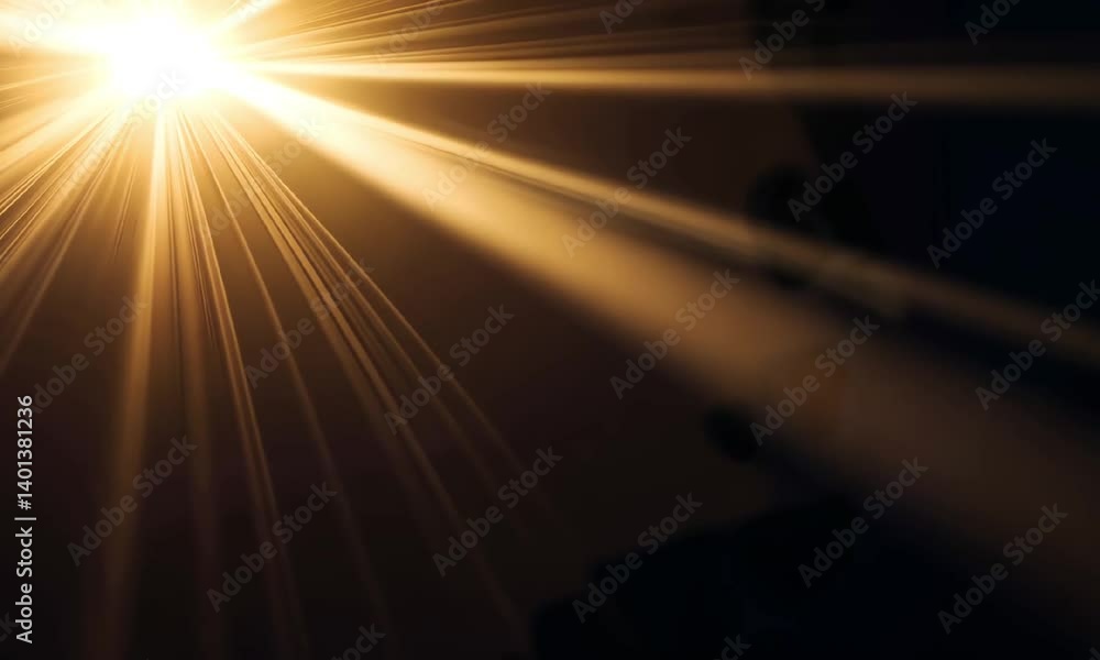 Poster a stunning display of light beams piercing through darkness, creating an ethereal atmosphere and hig