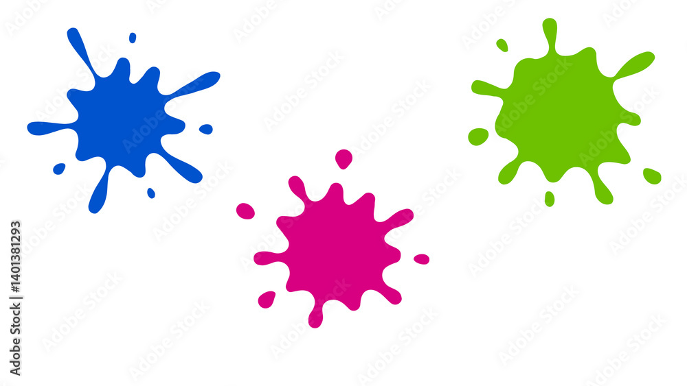 Poster colorful vector ink and paint splashes create a vibrant splatter design
