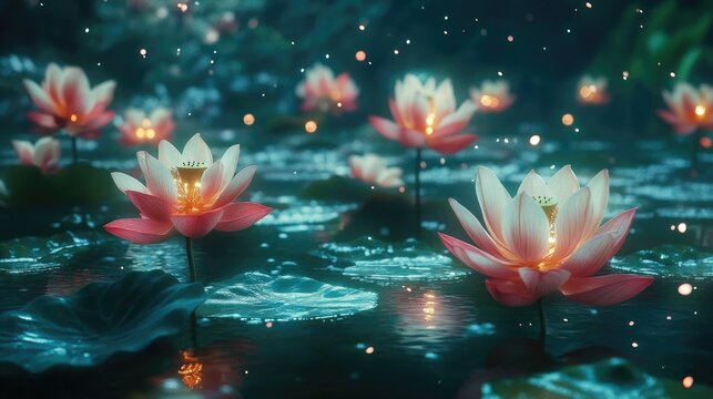 A close-up of lotus flowers blooming in Bada Talab, showcasing natural beauty