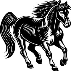 A horse running towards