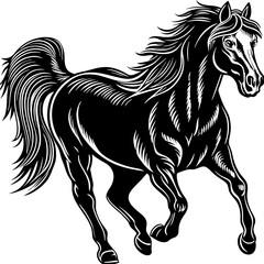 A horse running towards