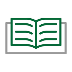 Open Book Vector Line Dark Green Grey Icon Design