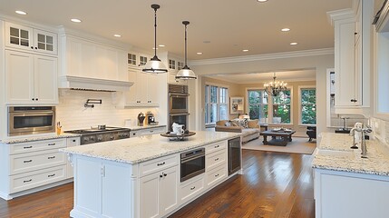 Modern White Kitchen Interior Design with Hardwood Floors