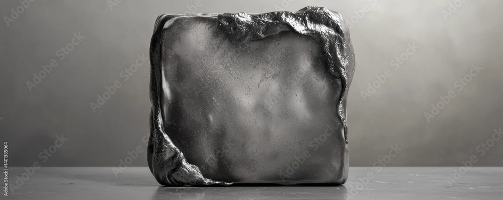 Aufkleber a unique metallic block with a smooth surface and artistic contours, perfect for design.