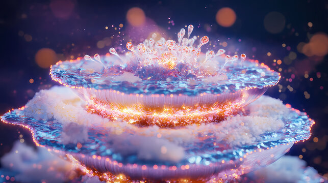 Atomic nucleus with protons and neutrons arranged in layers, showcasing the structure and composition, with an artistic touch of glowing edges and particle trails. Neutron Edge. Illustration